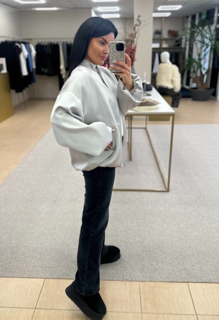 Imperial klasika - oversized bomberis (pilkas, juodas, šampano)