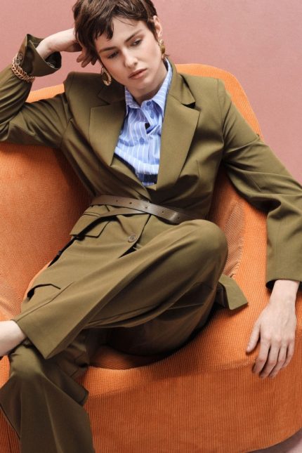 Imperial chaki švarkas su dirželiu