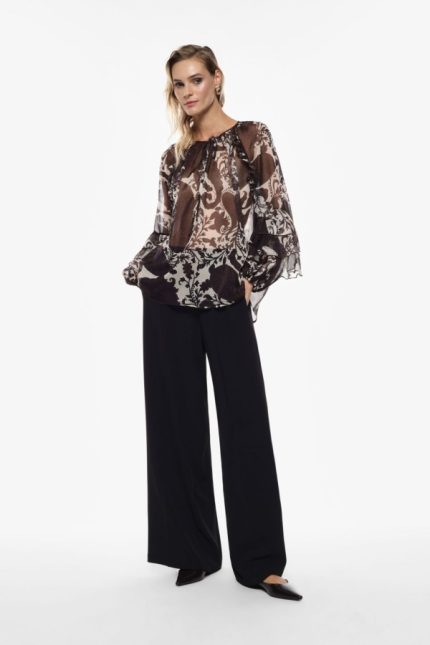 Populiariosios juodos Imperial neglamžaus audinio kelnės