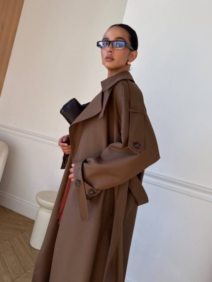 Šokolado spalvos trench coat