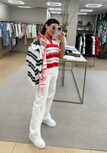 Dryžuota megzta polo tipo palaidinė