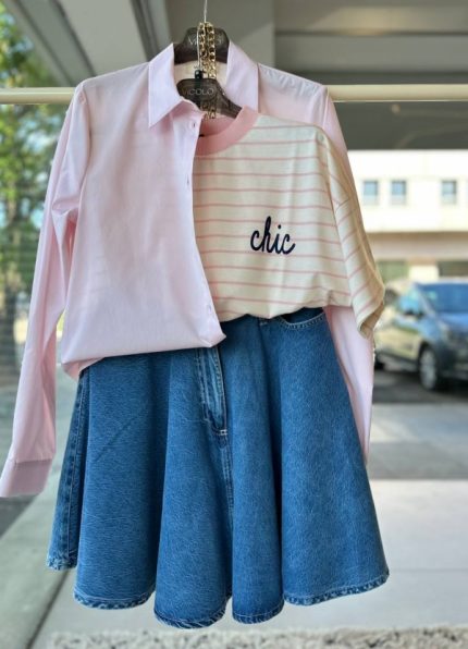 Dryžuoti laisvalaikio marškinėliai "Chic"